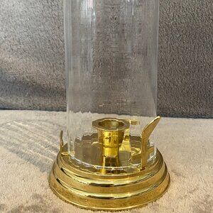 Vintage (90s) Party Lite Contessa Hurricane Candlestick Holder Brass and Glass
